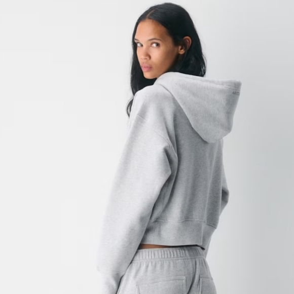 Aritzia Cozy Sweatfleece Boyfriend Fit Boxy Zip Hoodie Crop 2XS XXS - Picture 2 of 8